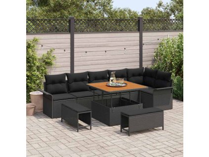 Sada zahradních pohovek 9 pcs Černá polyratan 3362144