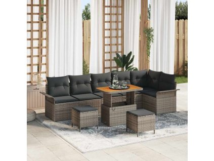 Sada zahradních pohovek 9 pcs Šedá polyratan 3362158