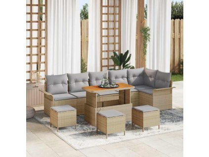 Sada zahradních pohovek 10 pcs Béžová polyratan 3362162