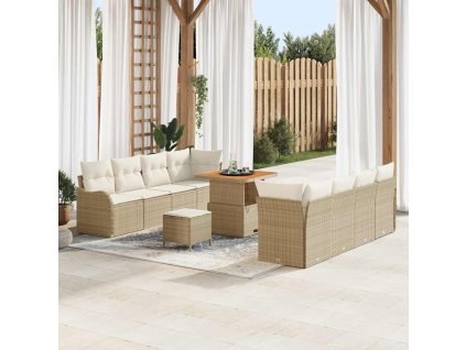 Sada zahradních pohovek 11 pcs Béžová polyratan 3362236