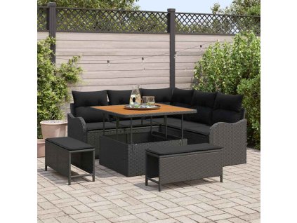 Sada zahradních pohovek 8 pcs Černá polyratan 3362254