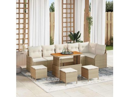 Sada zahradních pohovek 10 pcs Béžová polyratan 3362291