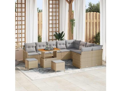 Sada zahradních pohovek 12 pcs Béžová polyratan 3362307