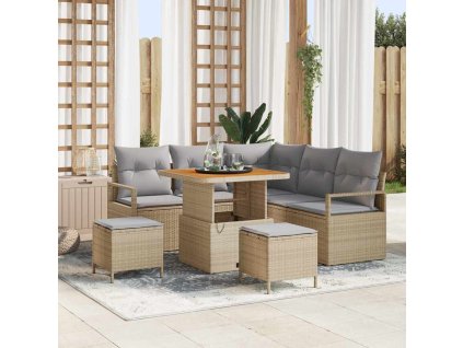 Sada zahradních pohovek s polštářem 8 pcs Béžová polyratan 3362522