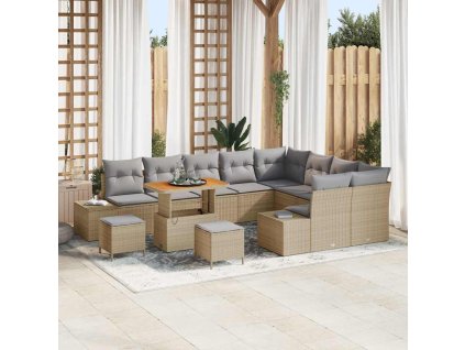 Sada zahradních pohovek s úložištěm 12 pcs Béžová Poly ratan 3362827