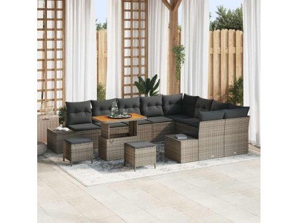 Sada zahradních pohovek s úložištěm 12 pcs Šedá Poly ratan 3362828