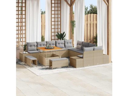 Sada zahradních pohovek s polštářem 13 pcs Béžová polyratan 3362837