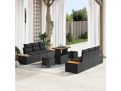 Sada zahradních pohovek 9 pcs Černá polyratan 3362869