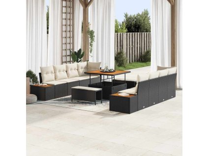 Sada zahradních pohovek 11 pcs Černá polyratan 3362895