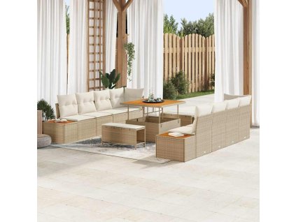 Sada zahradních pohovek 11 pcs Béžová polyratan 3362896
