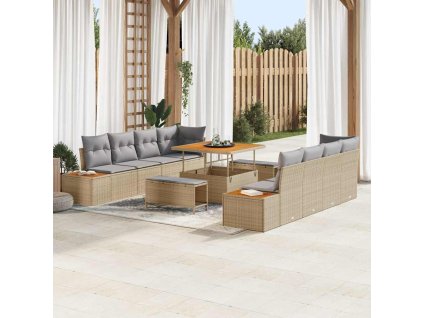 Sada zahradních pohovek 11 pcs Béžová polyratan 3362897