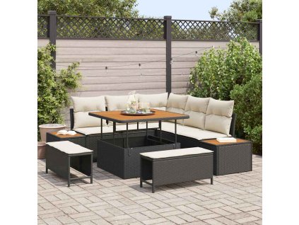 Sada zahradních pohovek 8 pcs Černá polyratan 3362905