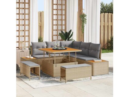 Sada zahradních pohovek 8 pcs Béžová polyratan 3362907