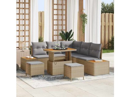 Sada zahradních pohovek 8 pcs Béžová polyratan 3362917