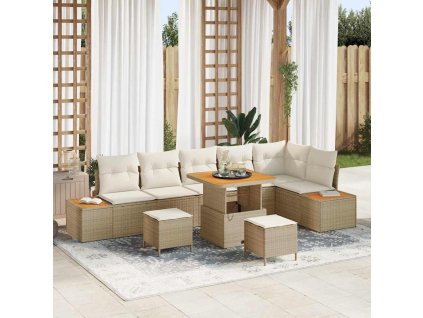 Sada zahradních pohovek 9 pcs Béžová polyratan 3362931