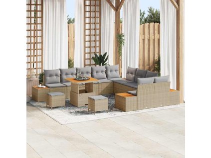 Sada zahradních pohovek 13 pcs Béžová polyratan 3362972