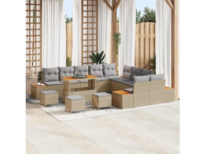 Sada zahradních pohovek 14 pcs Béžová polyratan 3362982