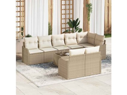 Sada zahradních pohovek 9 pcs Béžová a bílá polyratan 3354430