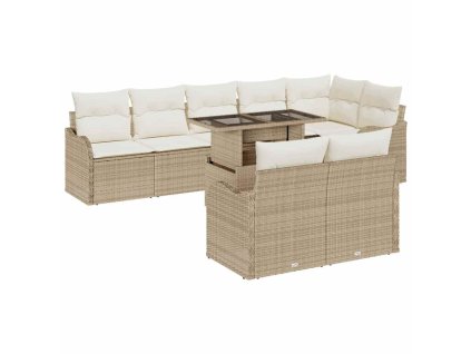 Sada zahradních pohovek s polštářem 9 pcs Béžová Poly Ratan 3357224