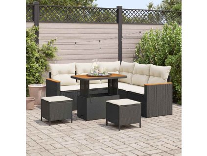 Sada zahradních pohovek 8 pcs Černá polyratan 3363045