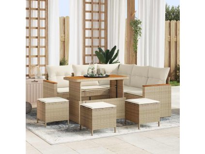 Sada zahradních pohovek 9 pcs Béžová polyratan 3363051