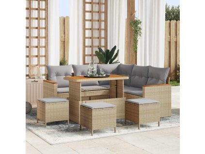 Sada zahradních pohovek 9 pcs Béžová polyratan 3363052