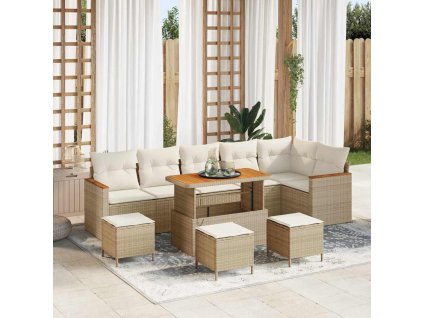 Sada zahradních pohovek 10 pcs Béžová polyratan 3363071