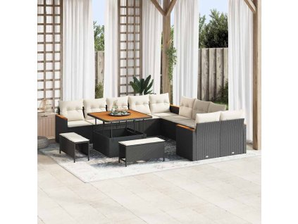 Sada zahradních pohovek 13 pcs Černá polyratan 3363095