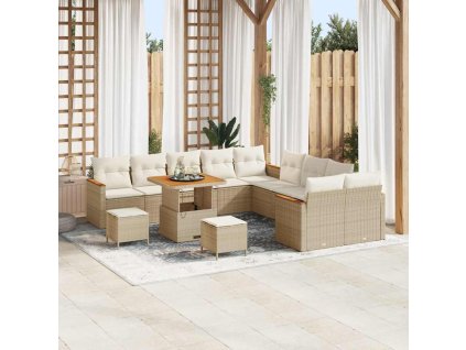 Sada zahradních pohovek s polštářem 13 pcs Béžová Poly ratan 3363101