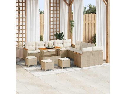 Sada zahradních pohovek 14 pcs Béžová polyratan 3363111