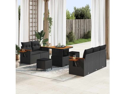 Sada zahradních pohovek s polštářem 8 pcs Černá 3363114