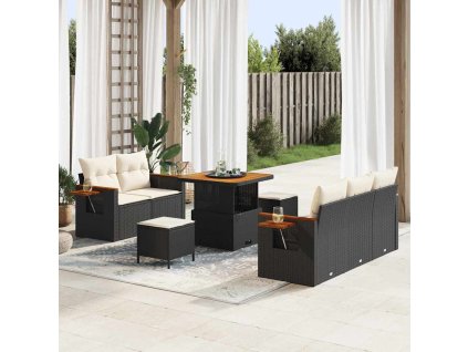 Sada zahradních pohovek 8 pcs Černá a krémová 80 x 80 x 71 cm 3363115