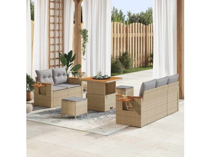 Sada zahradních pohovek s polštářem 8 pcs béžová a světle šedá 3363117