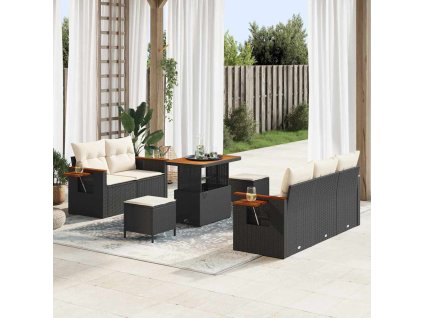 Sada zahradních pohovek s polštářem 8 pcs Černá a krémová 3363120