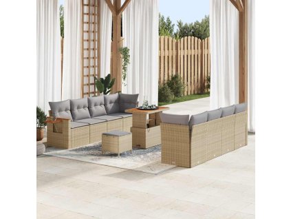 Sada zahradních pohovek s polštářem 11 pcs béžová a světle šedá 3363152