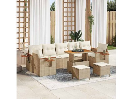 Sada zahradních pohovek s polštářem 10 pcs béžová a krémová 3363161