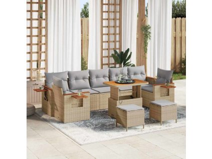 Sada zahradních pohovek s polštářem 10 pcs béžová a světle šedá 3363162