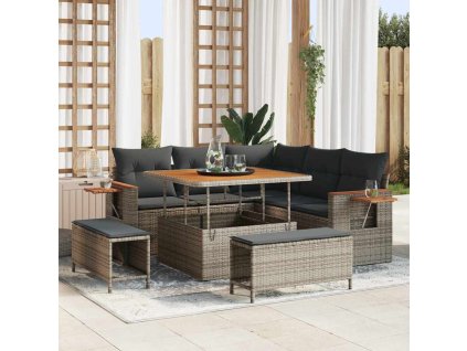 Sada zahradních pohovek s polštářem 8 pcs Šedá 3363168