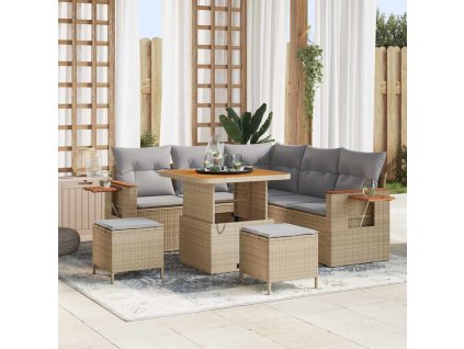 Sada zahradních pohovek s polštářem 8 pcs béžová a světle šedá 3363172