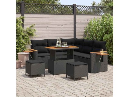 Sada zahradních pohovek s polštářem 8 pcs Černá 3363174