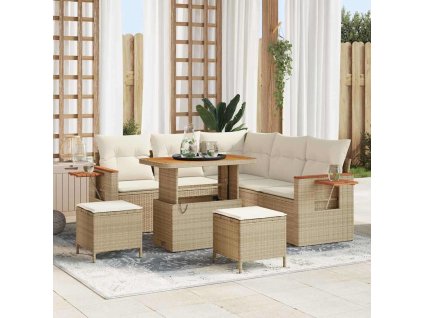 Sada zahradních pohovek s polštářem 8 pcs béžová a krémová 3363176