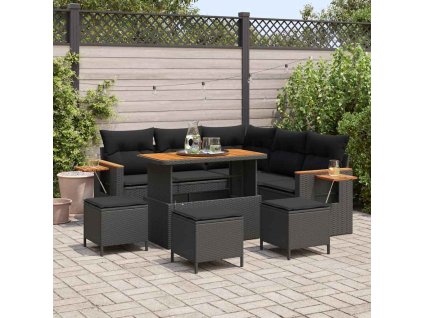 Sada zahradních pohovek s polštářem 9 pcs Černá 3363179