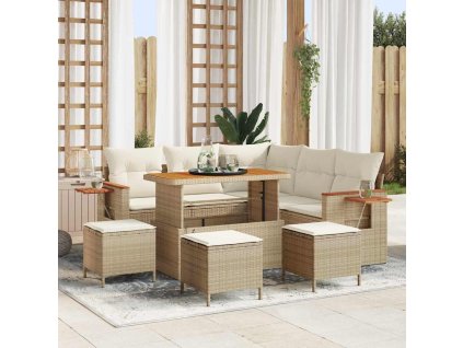 Sada zahradních pohovek s polštářem 9 pcs béžová a krémová 3363181