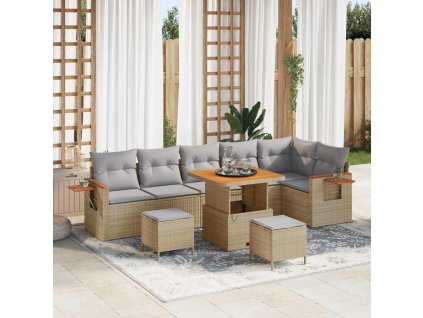 Sada zahradních pohovek s polštářem 9 pcs béžová a světle šedá 3363192