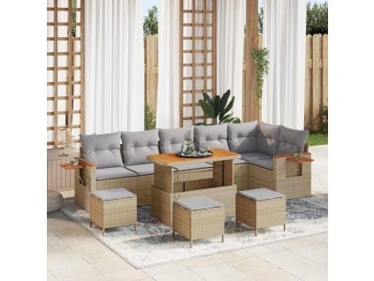 Sada zahradních pohovek s polštářem 10 pcs béžová a světle šedá 3363202