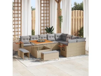 Sada zahradních pohovek s polštářem 12 pcs béžová a světle šedá 3363207