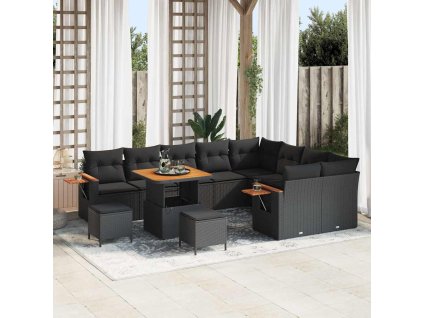 Sada zahradních pohovek s polštářem 12 pcs Černá 3363209