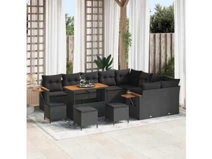 Sada zahradních pohovek s polštářem 13 pcs Černá 3363219