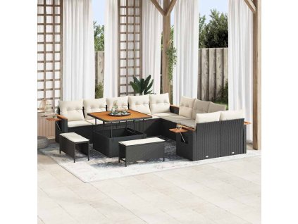 Sada zahradních pohovek s polštářem 13 pcs Černá a krémová 3363225