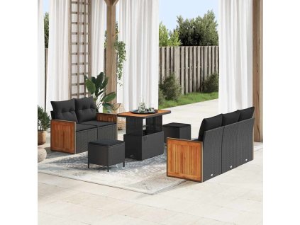 Sada zahradních pohovek s polštářem 8 pcs Černá 3363249